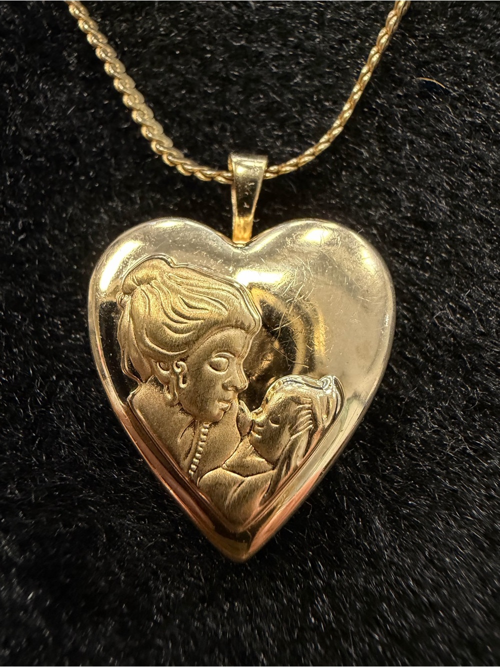 14k Yellow Gold Filled Mother & Child Locket w/ 18inch Serpentine Chain